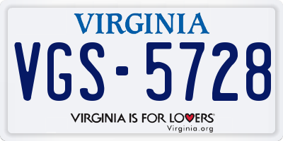 VA license plate VGS5728