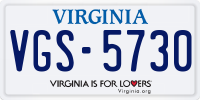 VA license plate VGS5730