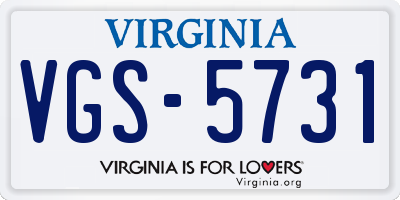 VA license plate VGS5731