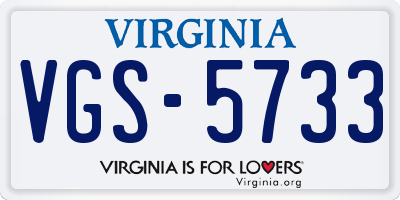 VA license plate VGS5733