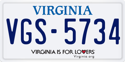 VA license plate VGS5734