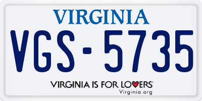 VA license plate VGS5735