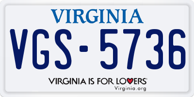 VA license plate VGS5736