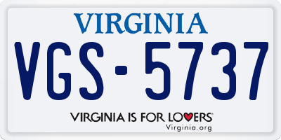 VA license plate VGS5737