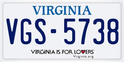 VA license plate VGS5738