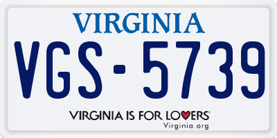 VA license plate VGS5739
