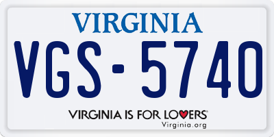VA license plate VGS5740