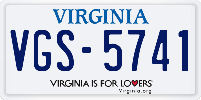 VA license plate VGS5741
