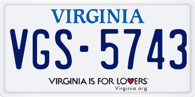 VA license plate VGS5743