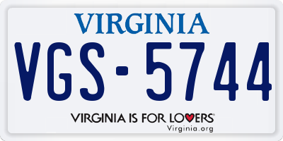 VA license plate VGS5744