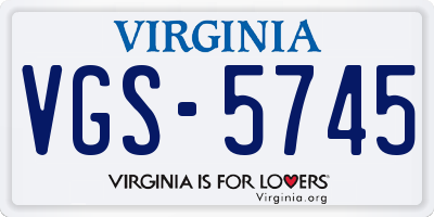 VA license plate VGS5745