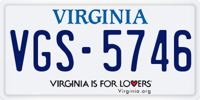 VA license plate VGS5746