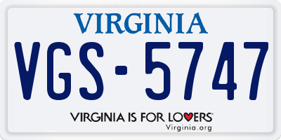 VA license plate VGS5747