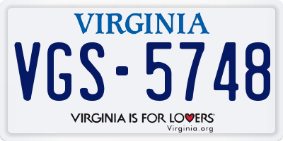 VA license plate VGS5748