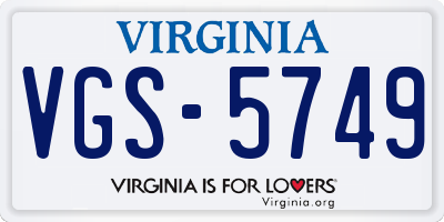 VA license plate VGS5749