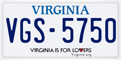 VA license plate VGS5750