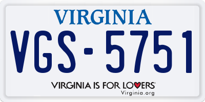 VA license plate VGS5751