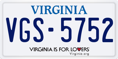 VA license plate VGS5752