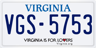 VA license plate VGS5753