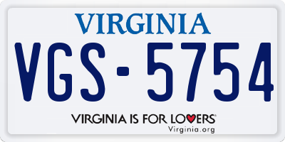VA license plate VGS5754