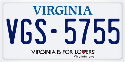 VA license plate VGS5755