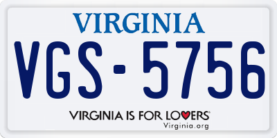 VA license plate VGS5756