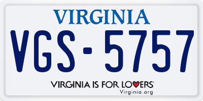 VA license plate VGS5757