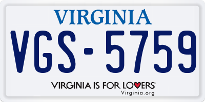 VA license plate VGS5759