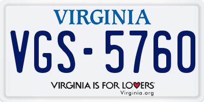 VA license plate VGS5760