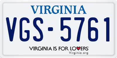 VA license plate VGS5761