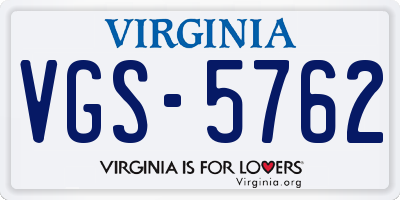 VA license plate VGS5762