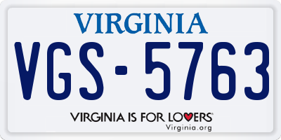VA license plate VGS5763