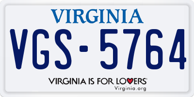 VA license plate VGS5764