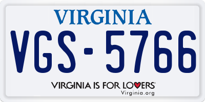 VA license plate VGS5766