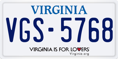 VA license plate VGS5768