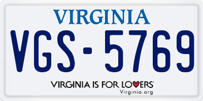 VA license plate VGS5769