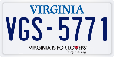 VA license plate VGS5771