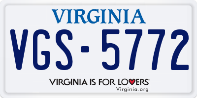 VA license plate VGS5772