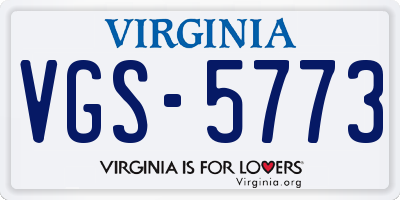VA license plate VGS5773