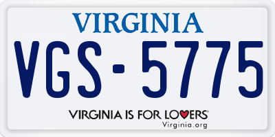 VA license plate VGS5775