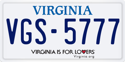 VA license plate VGS5777