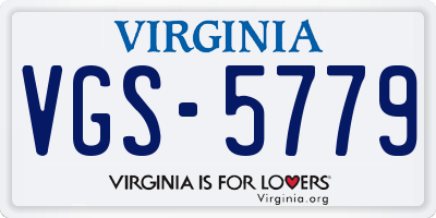 VA license plate VGS5779