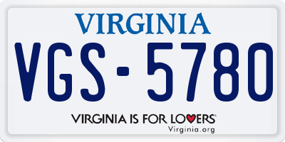 VA license plate VGS5780