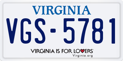 VA license plate VGS5781