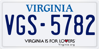 VA license plate VGS5782