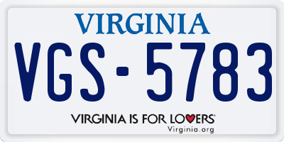 VA license plate VGS5783