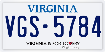 VA license plate VGS5784