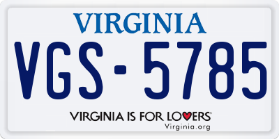 VA license plate VGS5785