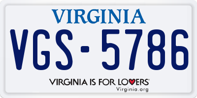 VA license plate VGS5786