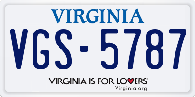 VA license plate VGS5787